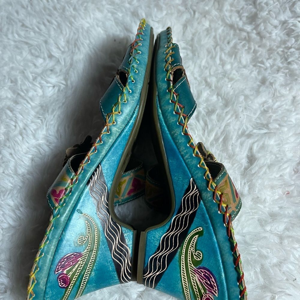 Elite by Corkys Women's Sandals New Size 10 Navaho Style Turquoise - Picture 11 of 13
